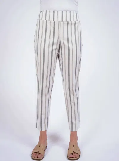 Lisette Notched Slim Ankle 26" Pants In Beige Stripe In Multi