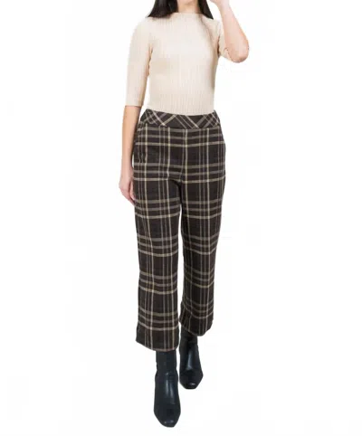 Lisette Plaid Wide Crop Pant In Chocolate In Brown