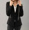 Lisette Removable Hood Jade Blazer In Black/off White In Multi
