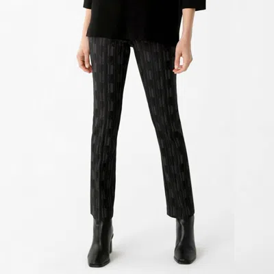 Lisette Truro Stripe Pant 31" Slim Pant W/piping In Black With Rust In Grey