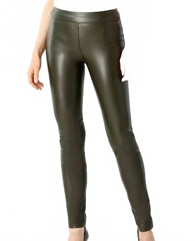 Lisette Verona Pleather 31" Straight Pant In Olive In Green