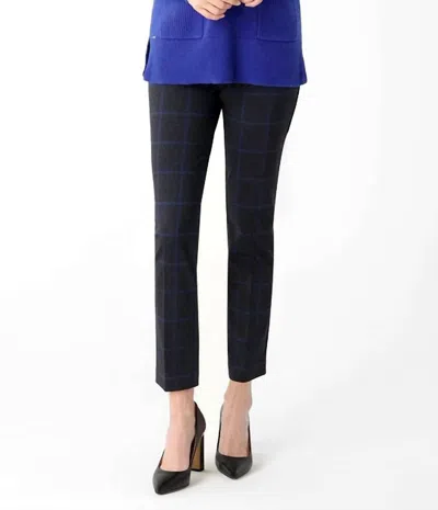 Lisette Wexford Check Ankle Pants In Cobalt Black In Blue