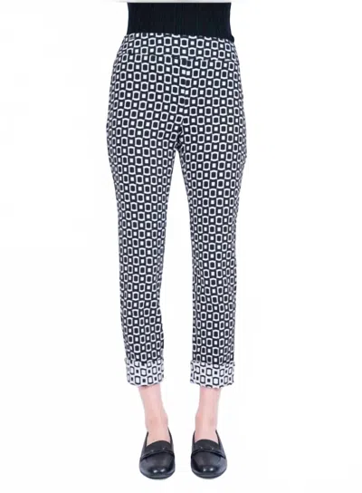 Lisette Women's Squares Cuff Ankle Pull-on Trouser In Black & White In Blue