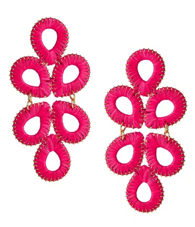 Lisi Lerch Ginger Straw Earrings In Hot Pink