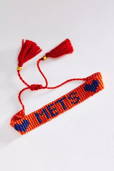 Lisi Lerch Mlb Flat Adjustable Beaded Bracelet In Orange