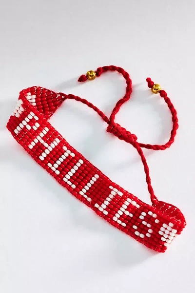 Lisi Lerch Mlb Flat Adjustable Beaded Bracelet In Red