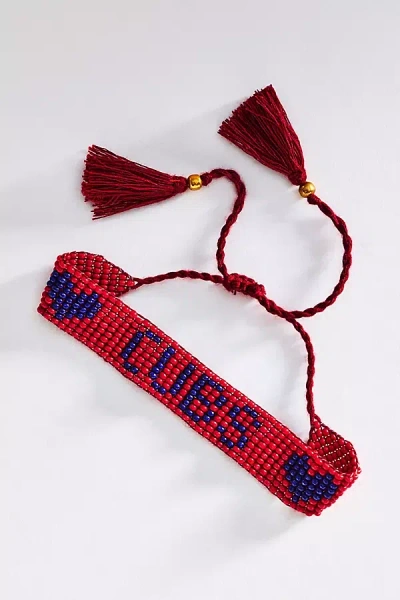 Lisi Lerch Mlb Flat Adjustable Beaded Bracelet In Red
