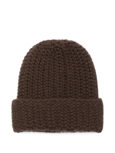 Liska Arala Chunky-knit Cashmere Beanie Hat In Brown
