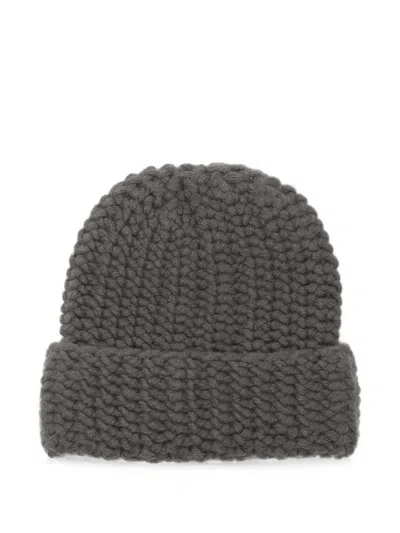 Liska Arala Chunky-knit Cashmere Beanie Hat In Gray