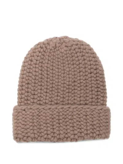 Liska Arala Chunky-knit Cashmere Beanie Hat In Gray