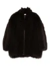 Liska Brushed Coat In Brown