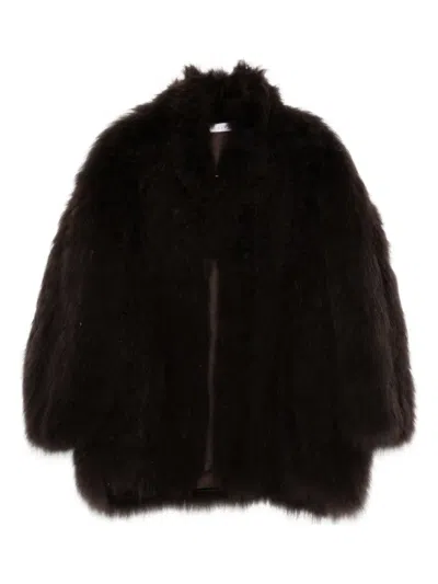 Liska Brushed Coat In Brown