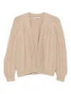 Liska Cardigan Mit Zopfmuster In Brown
