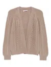 Liska Cable-knit Cardigan In Brown