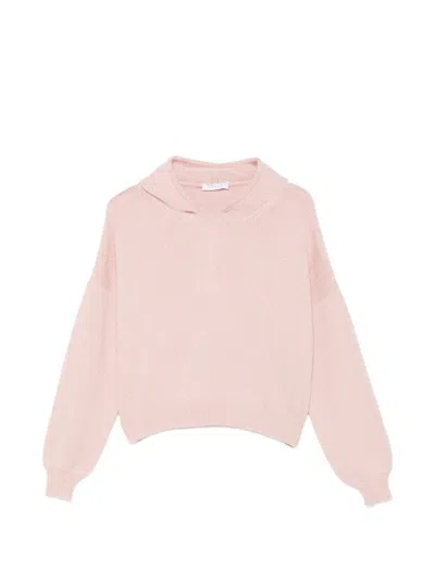 Liska Chunky-knit Dropped-shoulder Hoodie In Pink