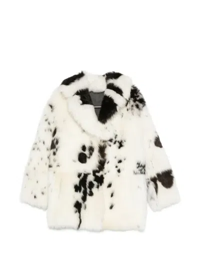 Liska Dalmatian-print Lambskin Jacket In Brown