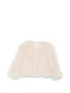 Liska Feather-trim Jacket In Neutral