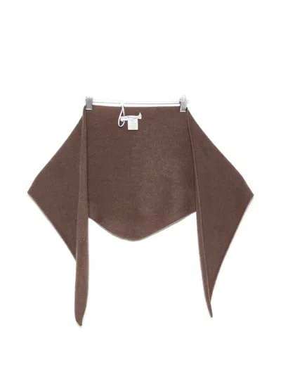 Liska Fine-knit Triangular Scarf In Brown