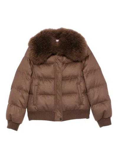 Liska Steppjacke Mit Pelzkragen In Brown