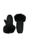 Liska Fur Trim Gloves In Black