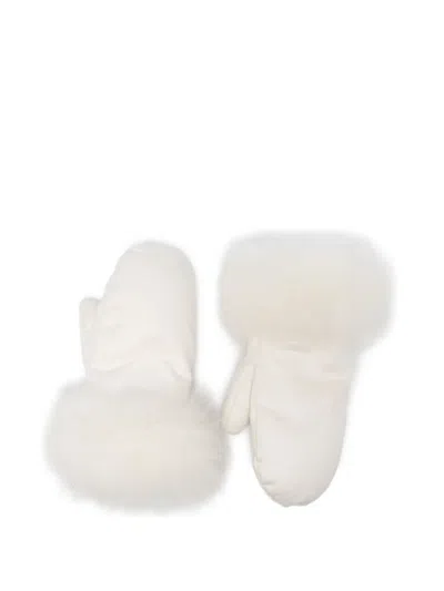 Liska Fur Trim Gloves In White