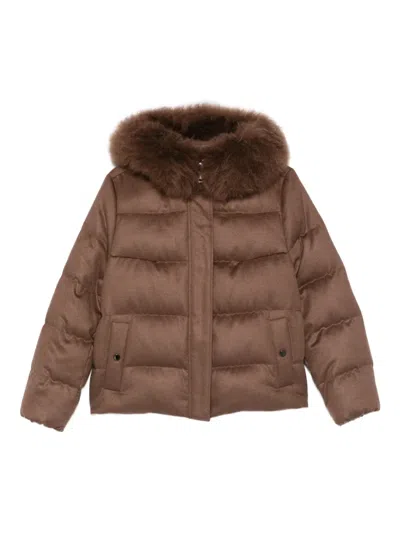 Liska Fur-trimmed Quilted Jacket In Brown