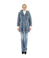 Liska Hooded Fur In Blue