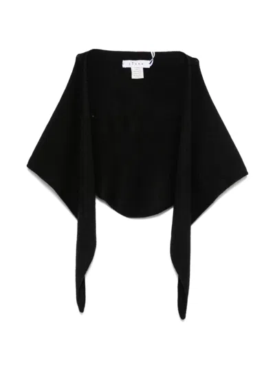 Liska Knitted Triangular Scarf In Black