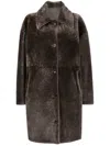 Liska Leather Reversible Single-breasted Coat In Brown