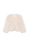 Liska Marabou-feather Jacket In Neutral