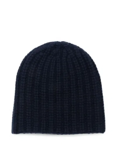 Liska Michaela Ribbed Cashmere Beanie Hat In Blue