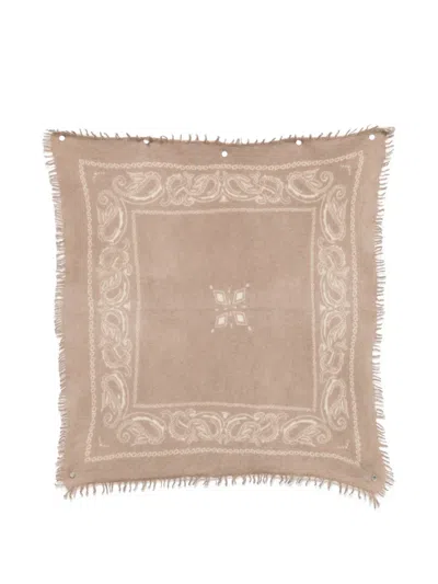 Liska Paisley-print Frayed-hem Scarf In Neutral