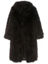 Liska Press-stud Shearling Coat In Brown