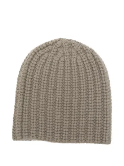 Liska Ribbed Beanie In Brown