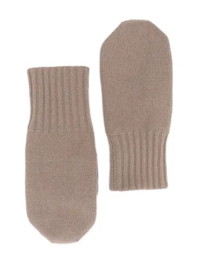 Liska Ribbed-cuff Mittens In Brown