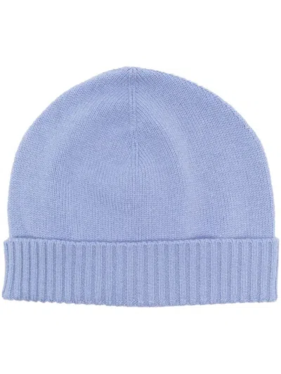 Liska Ribbed-edge Beanie Hat In Blau