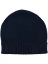 Liska Ribbed-edge Beanie Hat In Blau