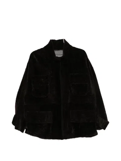 Liska Shearling Flap-pocket Jacket In Black