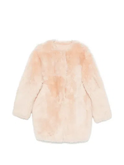 Liska Shearling Round-neck Jacket In Brown