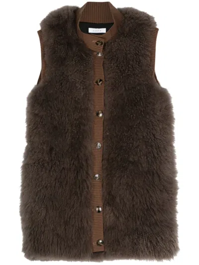 Liska Sleeveless Cashmere Coat In Brown
