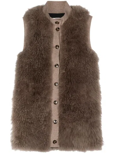Liska Sleeveless Cashmere Vest In Brown