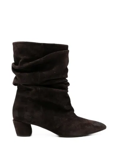 Liska Slouchy Pointed-toe Boots In Brown