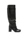 Liska Square-toe Block-heel Boots In Black