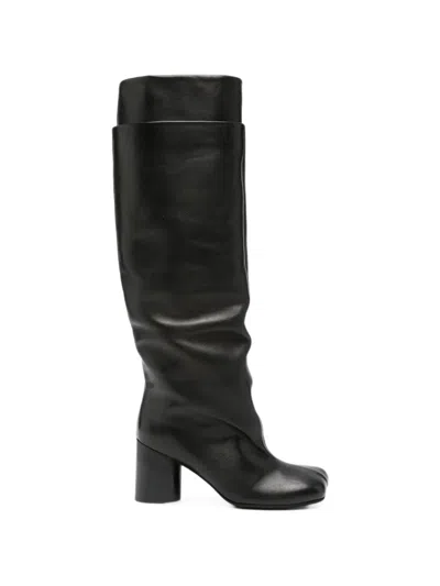 Liska Square-toe Block-heel Boots In Black