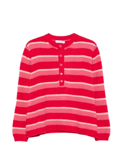 Liska Striped Button-fastening Sweater In Red