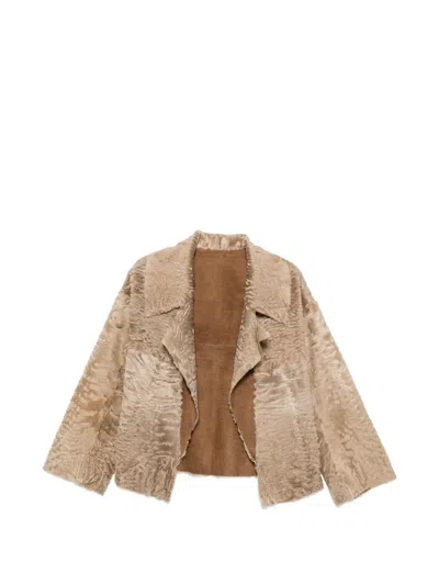 Liska Textured Notch-lapel Jacket In Neutral