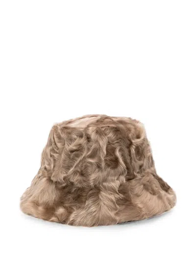 Liska Textured-finish Bucket Hat In Neutral