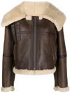 Liska Zip-front Shearling Jacket In Brown