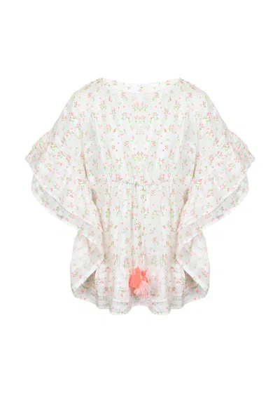 Lison Paris Printed Suzanna Caftan With Pompoms