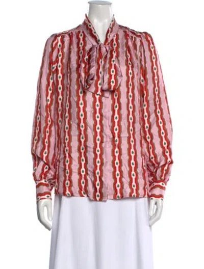 Pre-owned Lisou Silk Printed Blouse W/ Tags In Pink